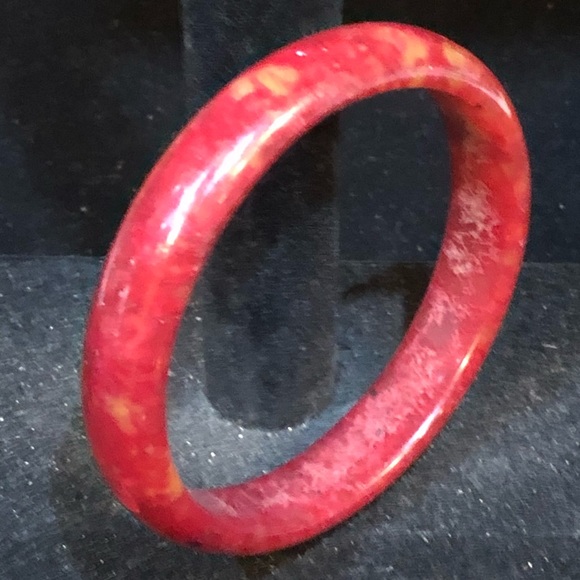 Deep Burnt Red Genuine Jade Bangle Bracelet - Picture 8 of 10